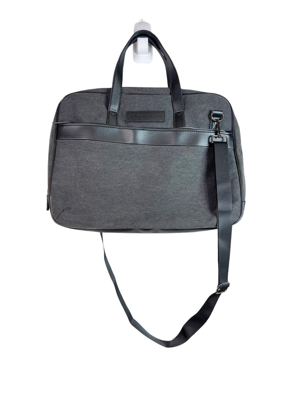 John Varvatos Gray Laptop Briefcase Tote Bag Business Work Travel Messenger Mens